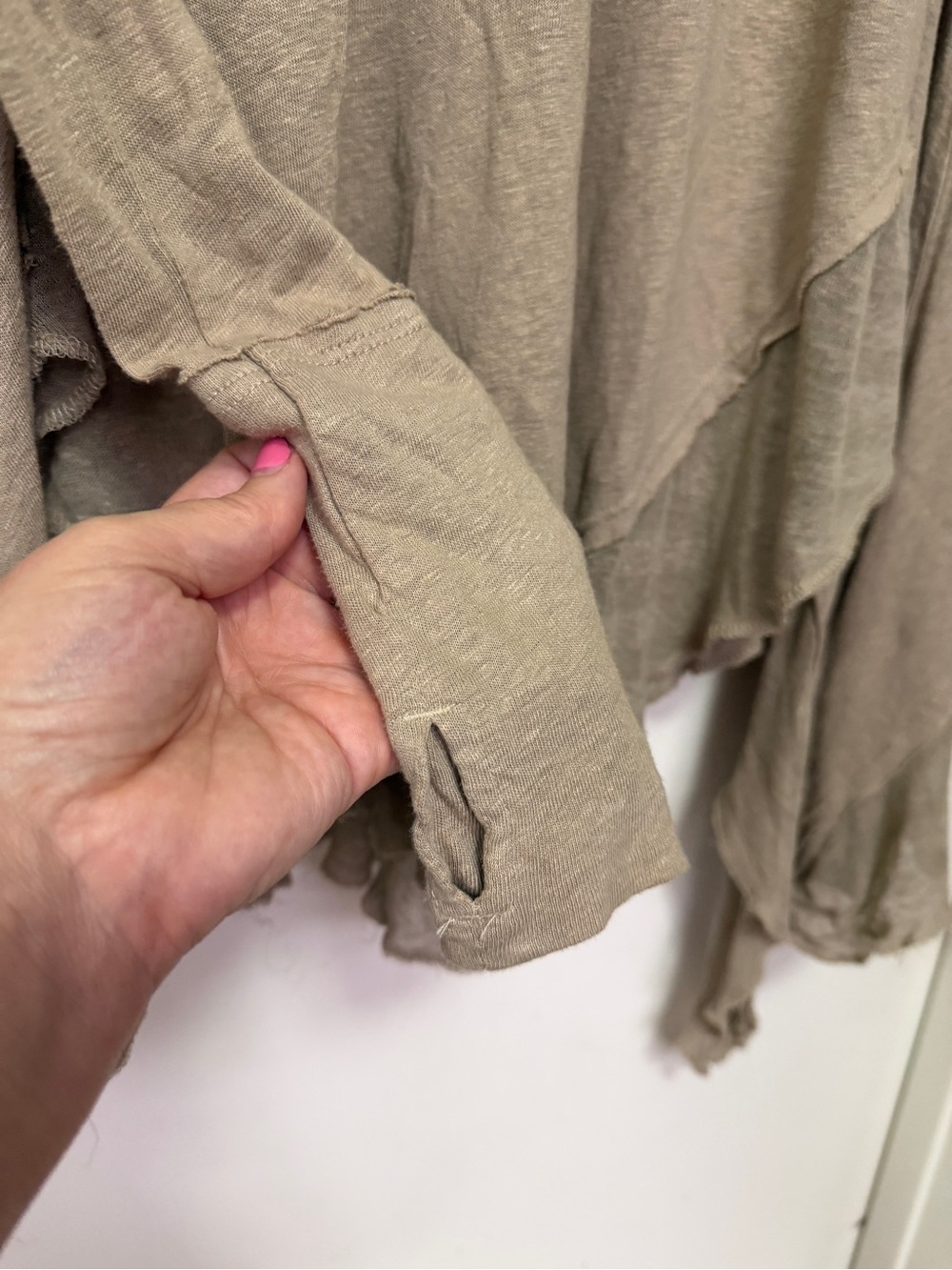 We The Free Starlight Ruffle linen blend long sleeve top - size s - tan/beige - Picture 4 of 10